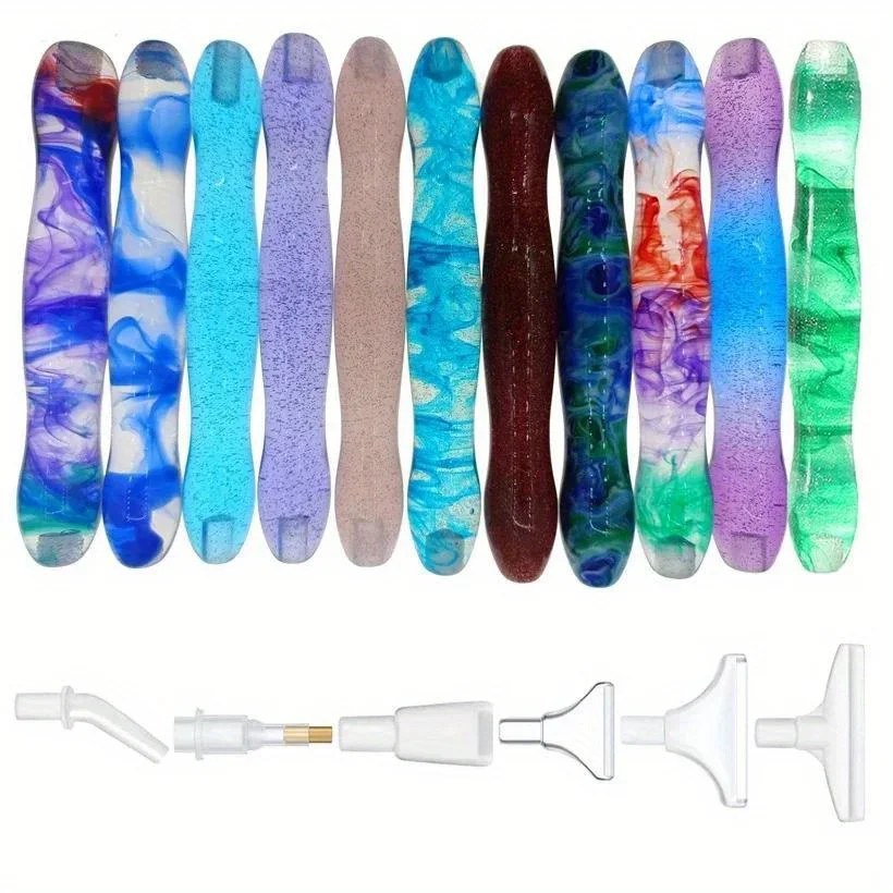 5D Diamond Painting Pen Resin Glitter Pens Kit Tool Rolling Point Drill Replacement Pen Heads Multi Placer Nail Art Cross Stitch