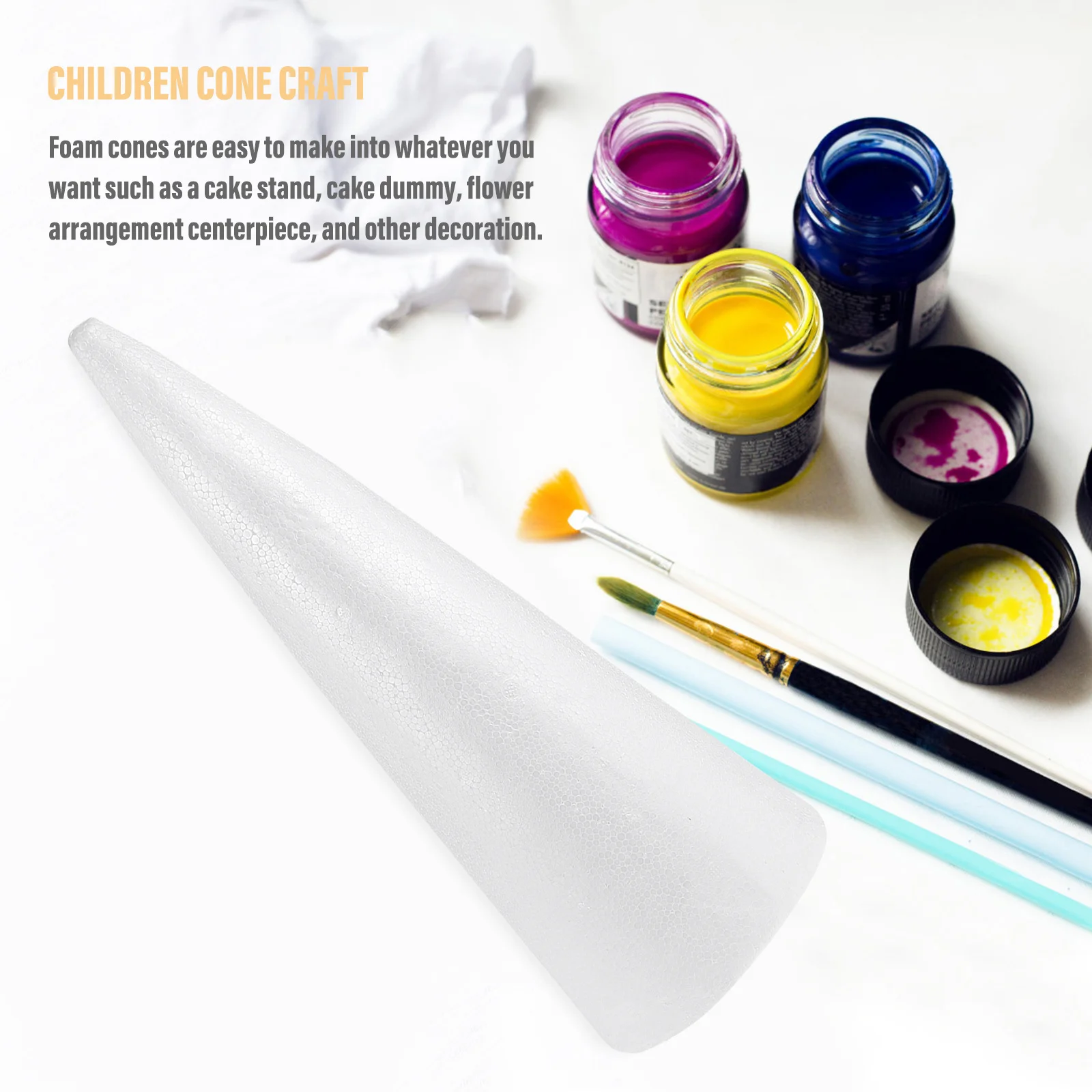 

10Pcs White Foam Cone Craft Material for Kids DIY Christmas Winter Festival Cake Ornament Educational Children Craft