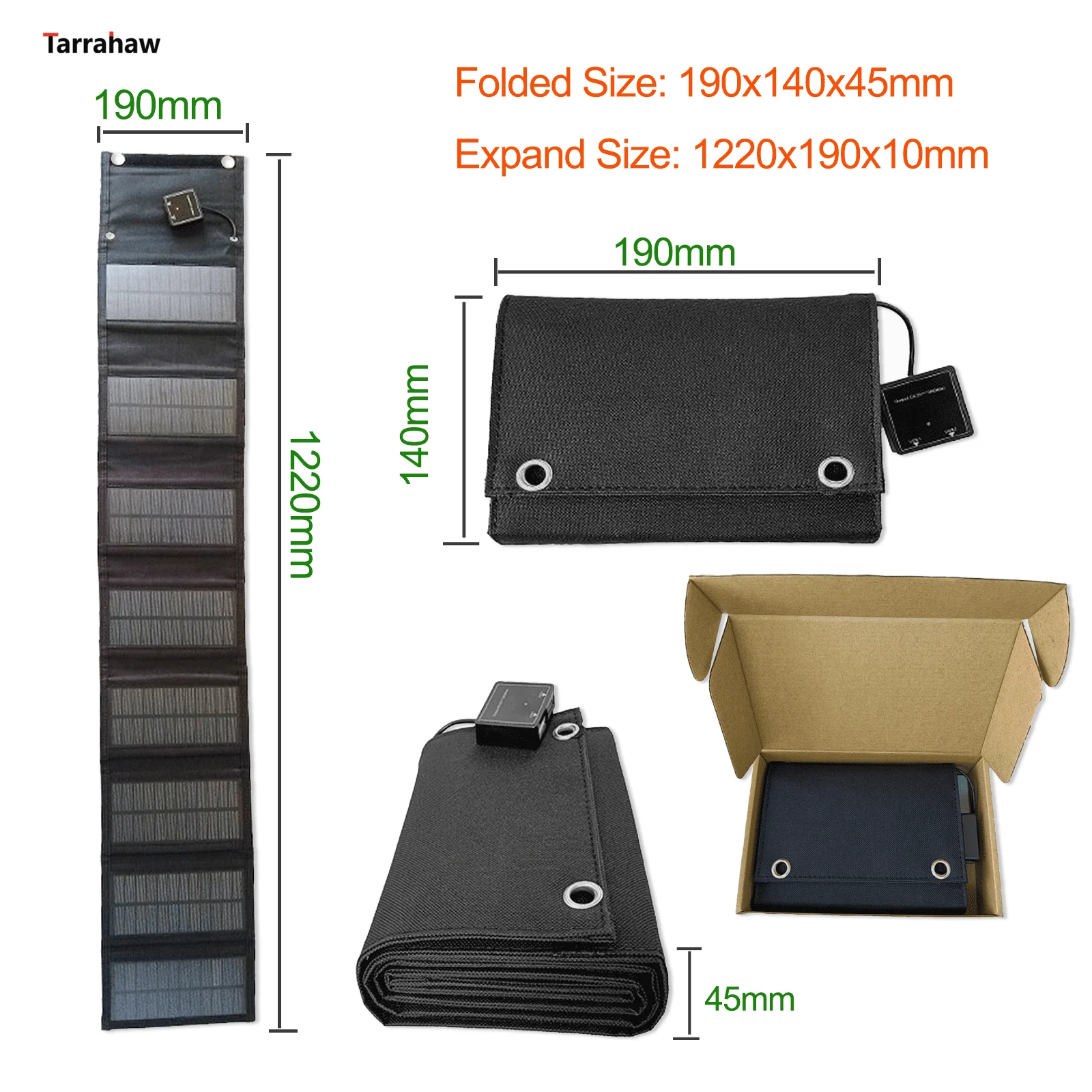 Monocrystalline Foldable Solar Panel 25W Portable PV Cell Folding Bag 2USB Output Outdoor Power Bank Hiking Mobile Phone Charger