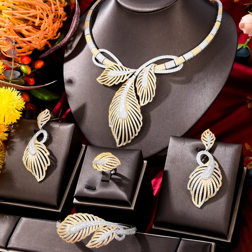 

Kellybola новая мода 4 шт. роскошные цветы африканский комплект ювелирных изделий для женщин свадебная вечеринка кубический цирконий Дубай свадебные украшения индийские