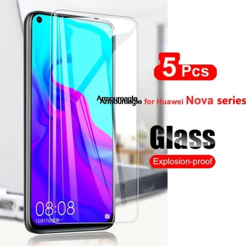 

5pcs tempered glass on for huawei nova 8i 7i 8 7 6 se 5g 5i 5 pro 5z 4e 3i 3 2 plus screen protector protective film real glass