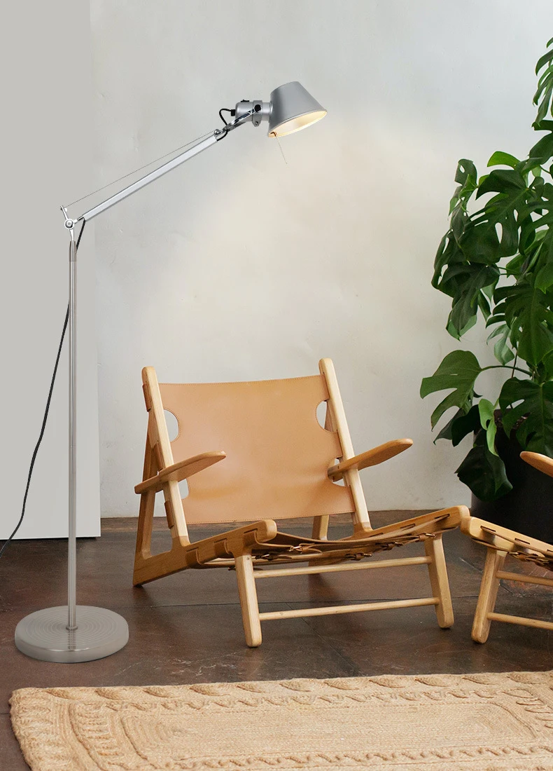 Silver Black Aluminum Floor Lamp E27 Bulb EU AU US Plug