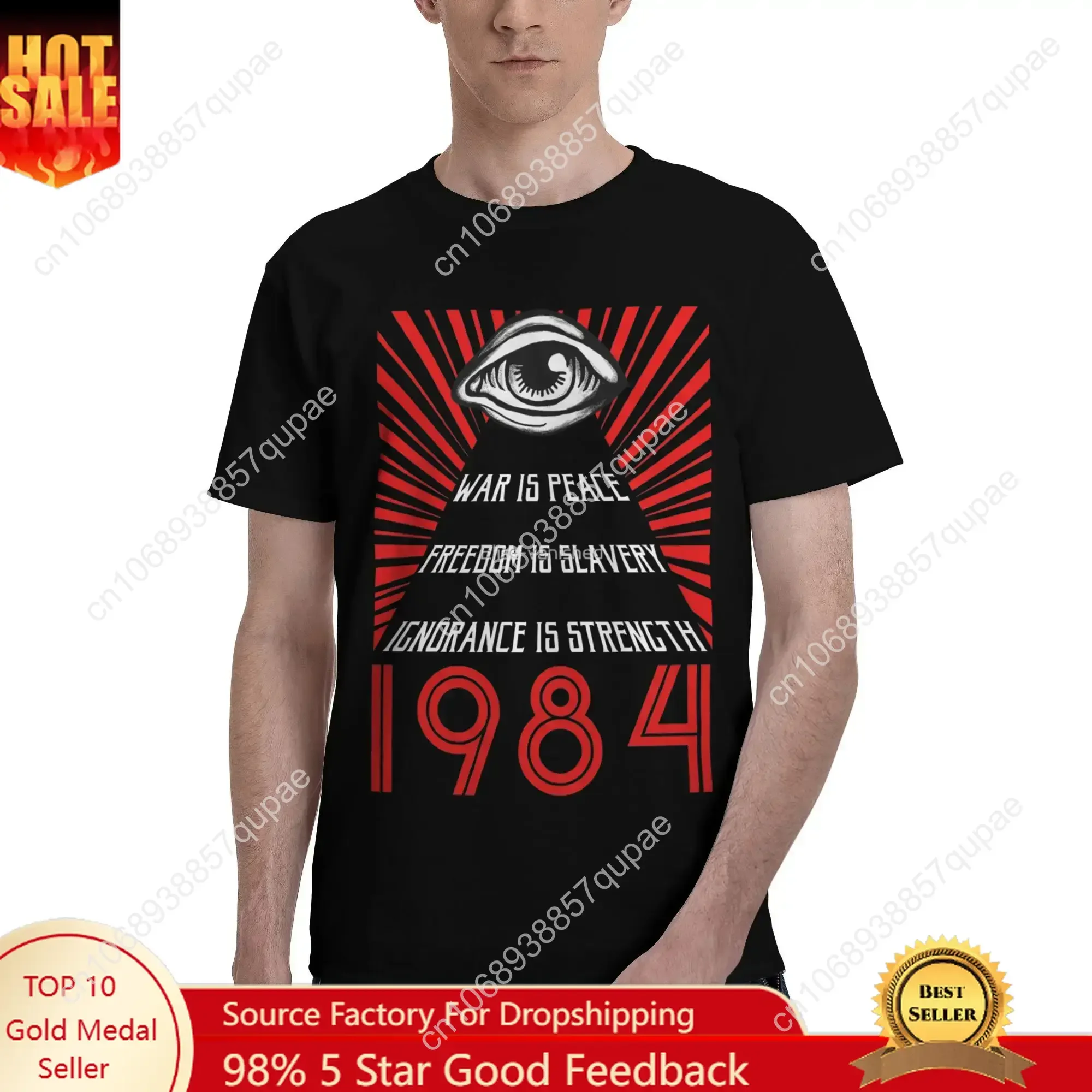 

1984 George Orwell Big Brother Printed T-Shirt Couple Y2K Fun Cotton T Shirts Summer Round Neck Leisure Tees Oversized Tops