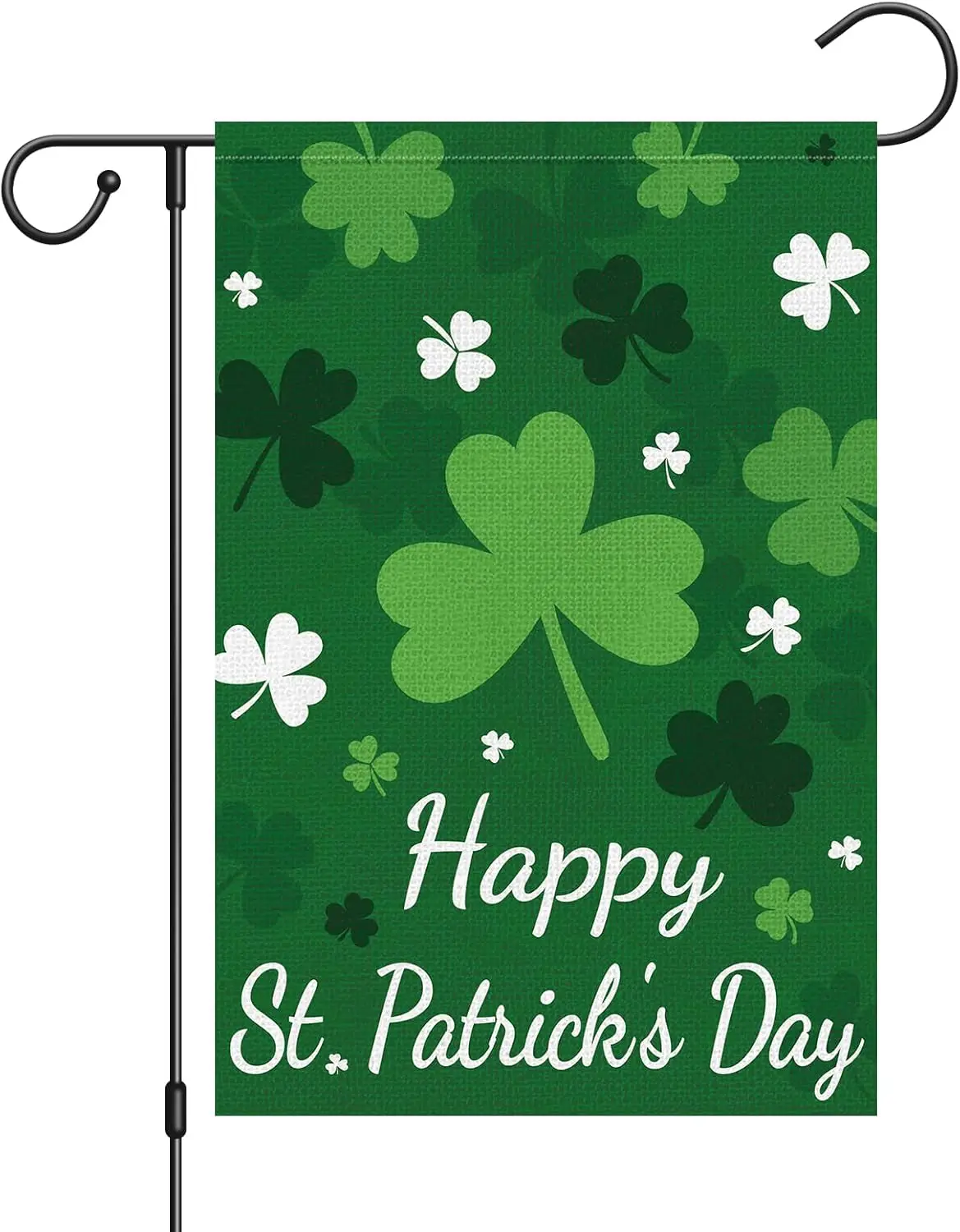 Happy St Patricks Day Garden Flag 12x18 Inch Double Sided Outside, Shamrocks Clovers Welcome Spring Holiday Yard Outdoor Fla ZZM