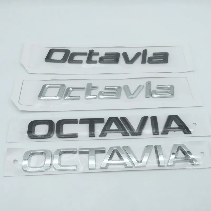 1pcs 3D ABS OCTAVIA high quality silver/black car Letter Emblem Rear tail trunk Decals badge sticker Decal styling For Skoda