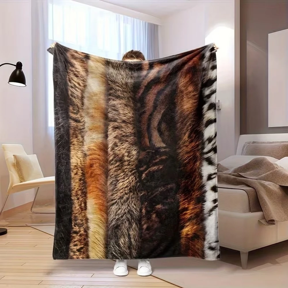 Classic Leopard Texture Print Throw Blanket warm bedroom workstation lounge Blanket outdoor courtyard Anniversary gifts