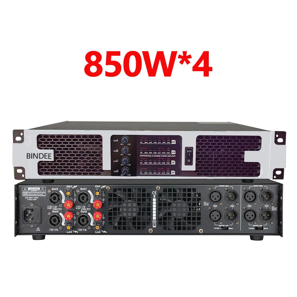 850W 2/4 channel power amplifier for party music background system outdoor performance stage KTV church professional high power