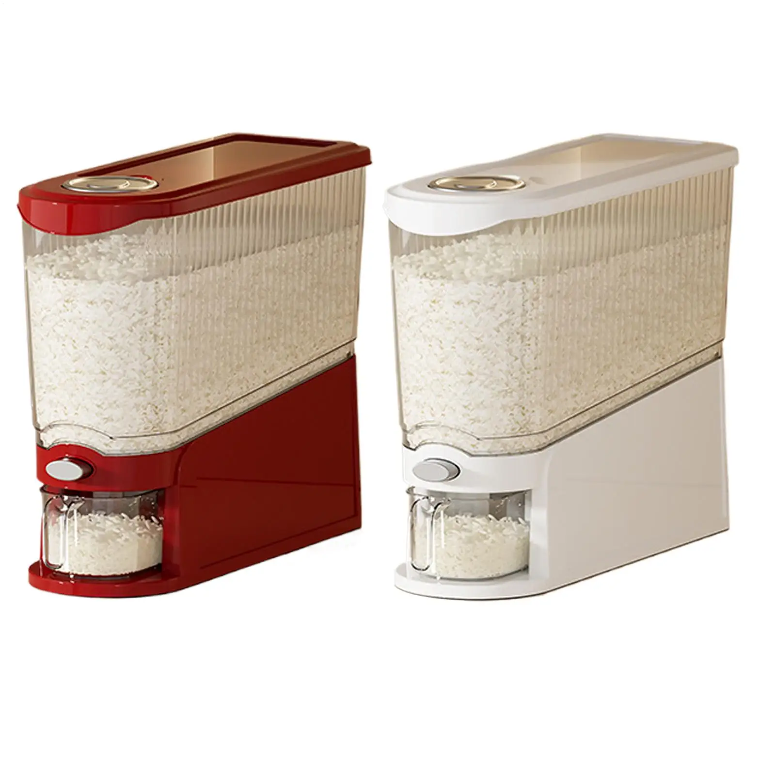 Rice Storage Dispenser 13.23lbs Capacity Press-Type Airtight Dispenser with Measuring Cup Anti-Gnat Anti-Moisture Rice Organizer