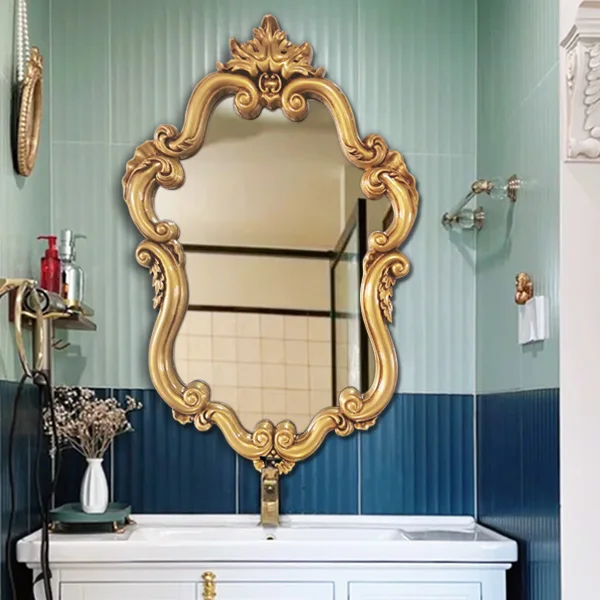 Baroque American Retro Hanging Mirror European Modern Bathroom Mirror Makeup Bathroom Mirror Toilet