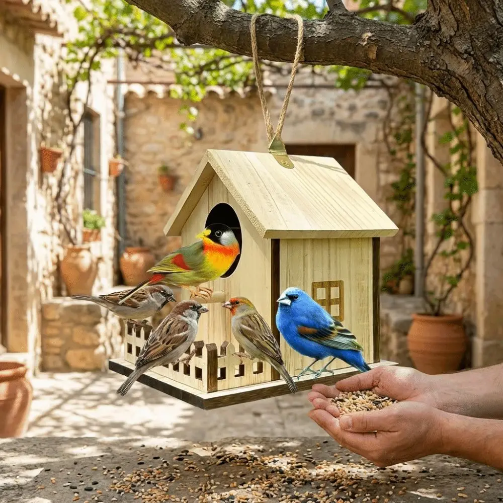 

Hanging Wood Bird House Parrot Mating Box Bird Cage Incubation Box Cottage Style Smooth Finish Bird Breeding Box