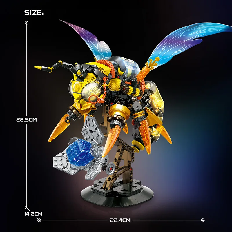 Sembo blocos de construção de abelha mecânica série cyberpunk modelo de montagem de tamanho grande brinquedo educativo infantil presente de aniversário