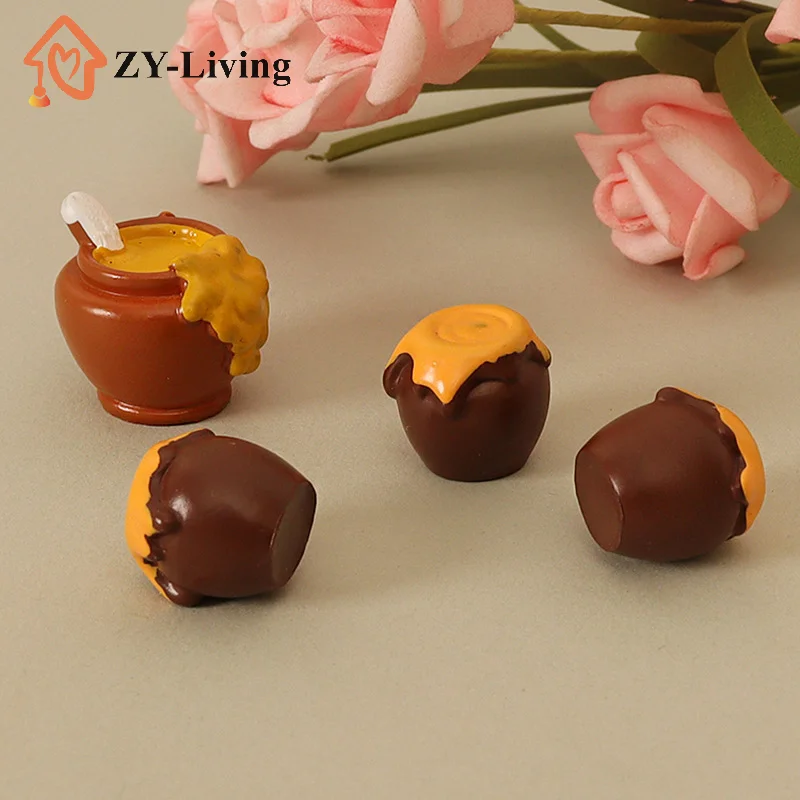 3Pcs 1/12 Dollhouse Simulation Honey Jar Set Dollhouse Miniature Kitchen Food Decoration Dolls House Accessories
