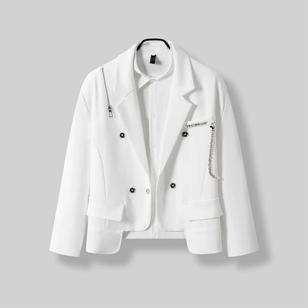 

Winter New Men's Double-Breasted Long-Sleeve Suit Jacket American Retro Fashion Trendy High Street Loose Casual Niche Men's Top