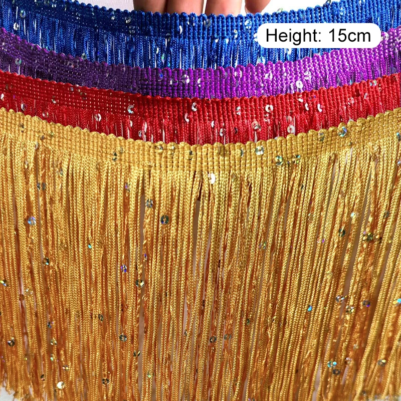 

15 см глянцевая борода с кисточками, трехстрочная зашифрованная блестка для латинских танцев, кружевные аксессуары для сценической одежды