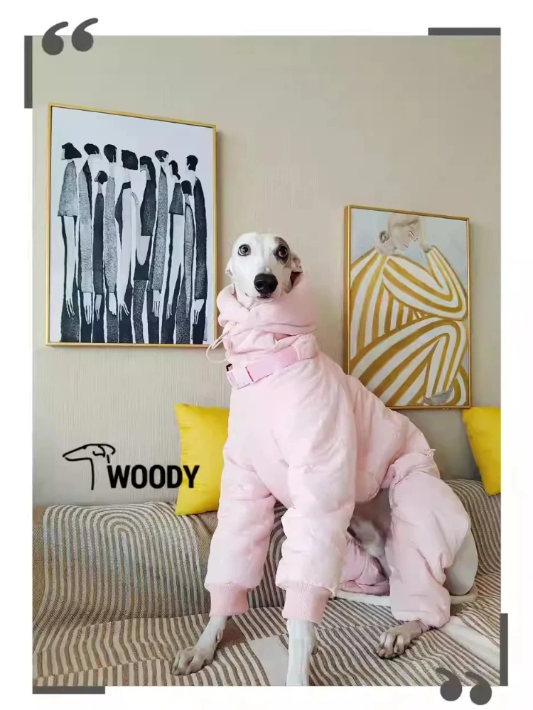 Winter Super-thick Girl Whippet Pink Clothes Quilted Turtle Collar Dog Coat Warm Italian Greyhound Adjustable Cotton Jacket