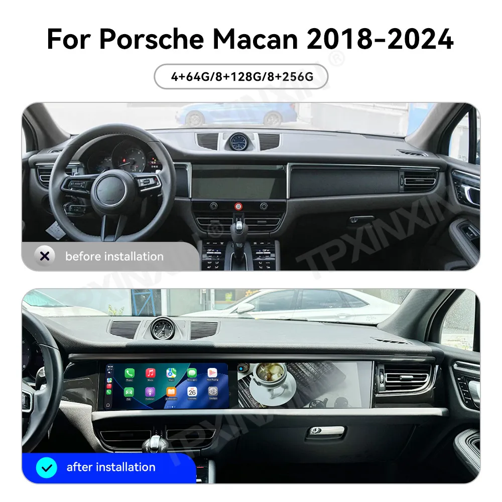 Dual-screen Interaction Android For Porsche Macan 2018~2024 Car Radio Multimedia Player GPS Navigation  Touch Screen Head Unit