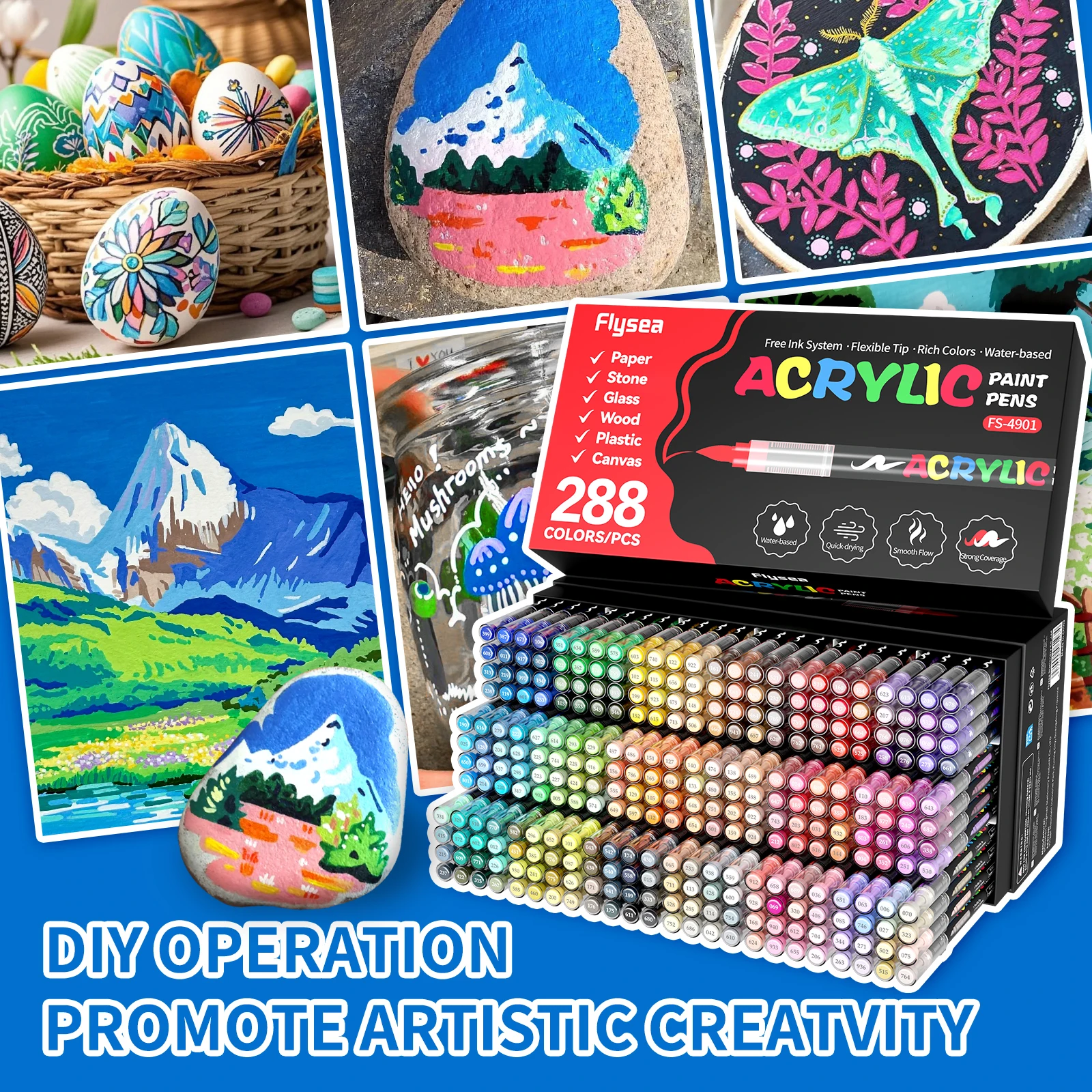 

288 Colors Automatic Ink Control Acrylic Paint Soft Brush Markers Set, Brush Tip Acrylic Paint Pen, Waterproof & High Saturation