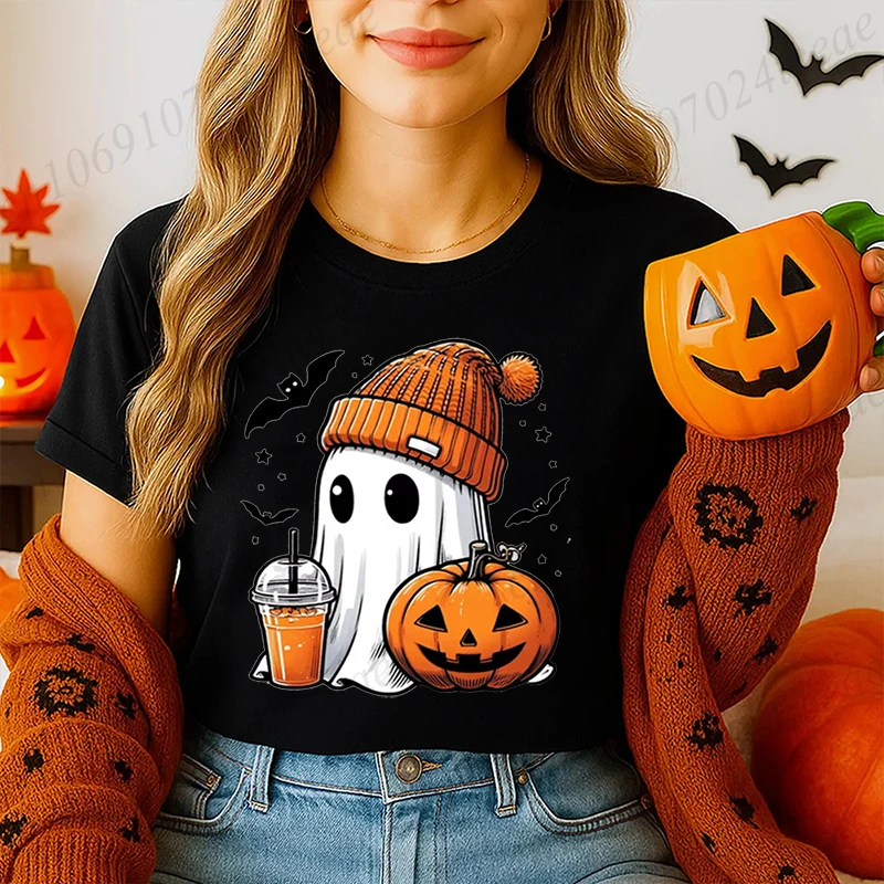 Funny Halloween T-Shirts, Spooky Season Women Shirt, Funny Boo Tops, Halloween Party Ghost Women Men T-Shirts Short Sleeve Tops