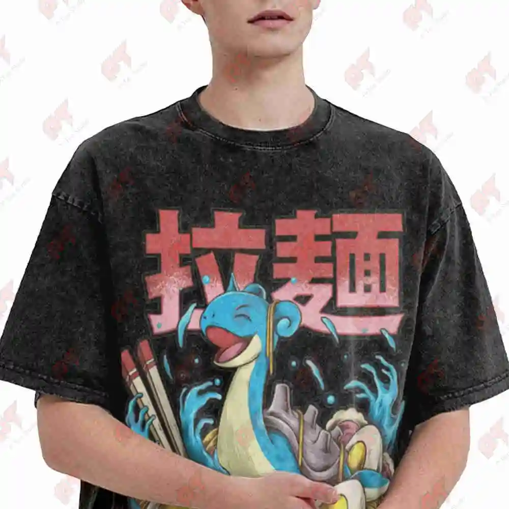 Lap Ramen Anime Vintage Washed Tee Pure Cotton T-Shirt