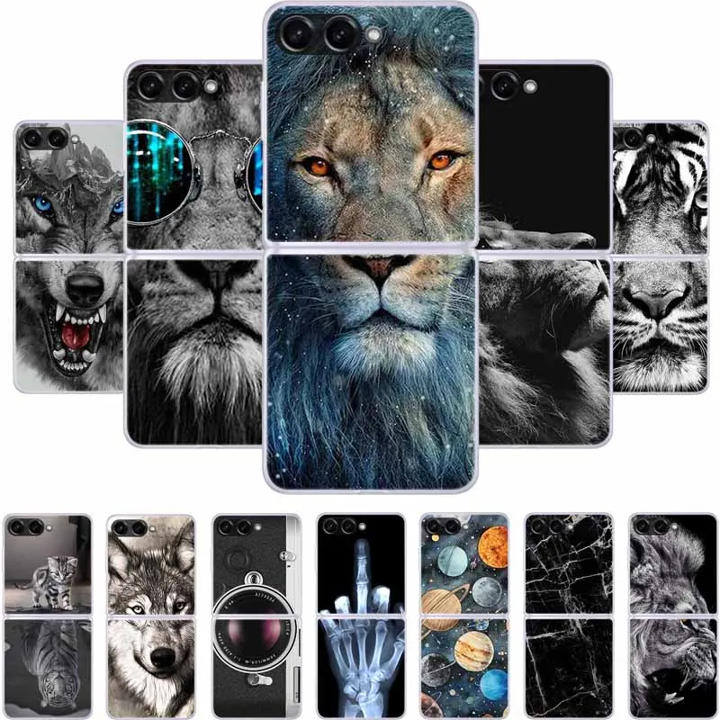 For Samsung Galaxy Z Flip 7 5G Case Flip7 Phone Cover Wolf Transparent Plastic PC Hard Coque Fundas For Galaxy Z Flip 6 5 7 Case