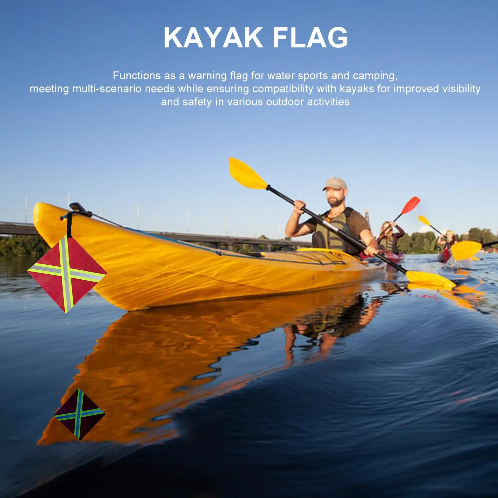 Kayak Safety Flag Kayak Night Warning Flag High Visibility Reflective Sign Travel Pole Accessories For Hauling Car Rv Hitch