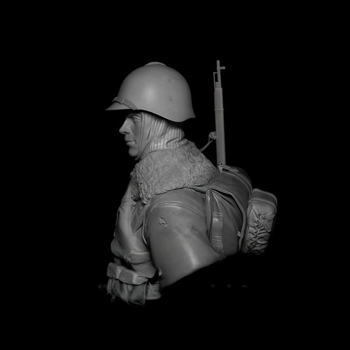 ชุดโมเดลเรซิ่น 1/10 แบบยังไม่ได้ลงสี, รูปปั้นครึ่งตัวของทหารราบกองทัพแดงสงครามฤดูหนาว ยังไม่ได้ประกอบและยังไม่ได้ลงสี GK, 1981X