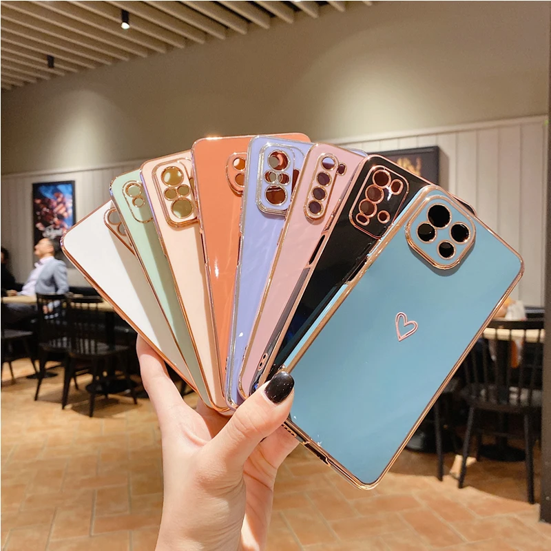 MotorolaG53 Love Heart Plating Silicone Phone Case On For Mototola Moto G53 MotoG53 MotorolaG 53 Luxury Girl Woman Used Cover