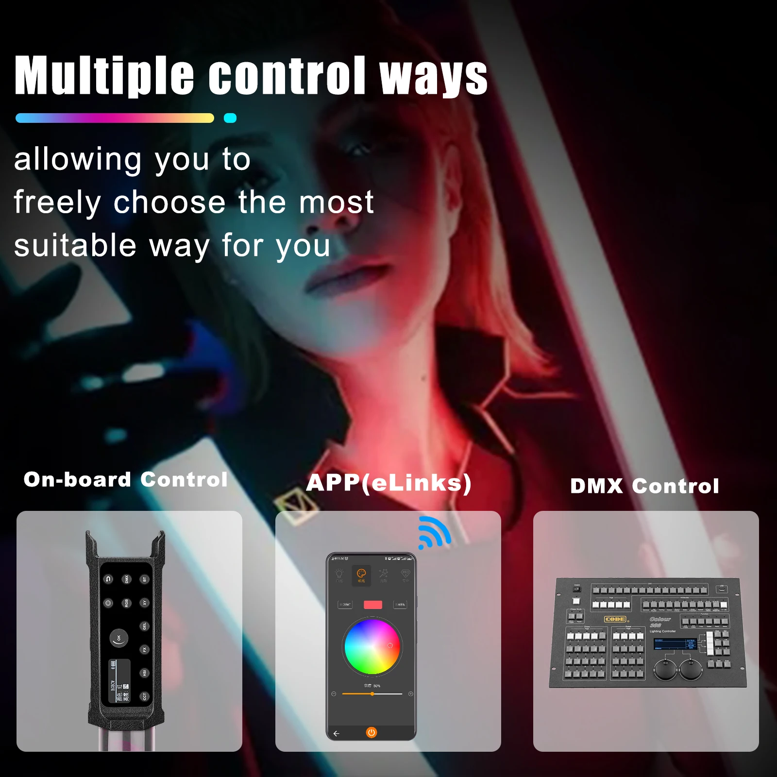 LUXCEO P120S RGB Video Light With APP Control 30W 120cm 2000~10000K 3000LM IP68 Waterproof for Studio Lightpainting Fill Lamp