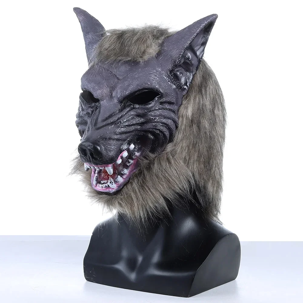 Halloween Latex Wolf Hoofd Masker, Unisex Nieuwigheid Dier Volledige Masker Halloween Rollenspel Themafeest Kostuum