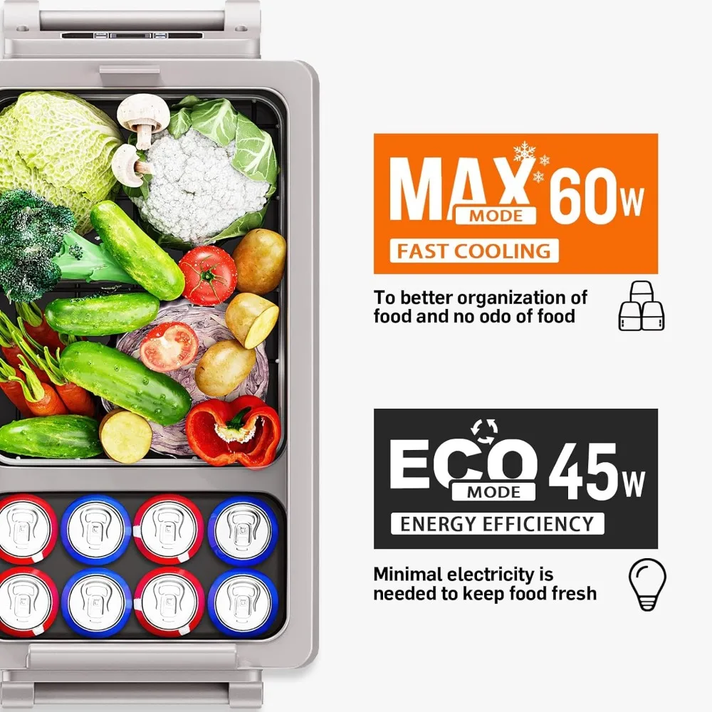 Refrigerador eléctrico 48QT(45L), Control por aplicación,-4 ℉ ~ 68 ℉, congelador portátil 12/24V CC 110-240V CA para Camping, viajes, camión, hogar