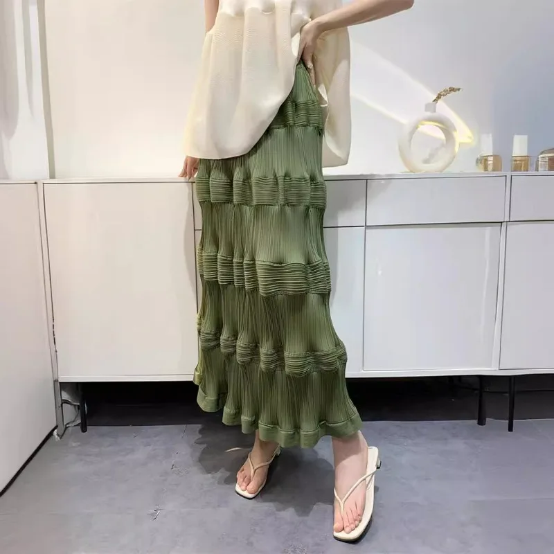 Miyake Pleated 2024 Summer New Wave Irregular Half Skirt Loose and Casual Design for Women's Half Skirt