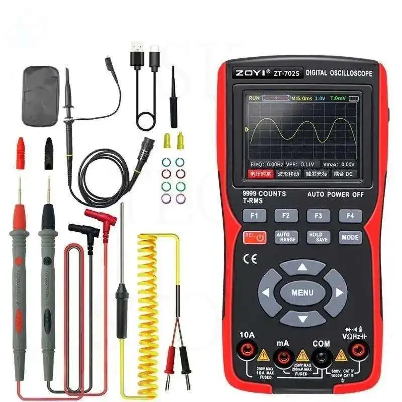 Digital Oscilloscope Multimeter Counts True RMS Tester 10MHz  Automatic Range Lithium Battery ZT-702S/703S High Voltage