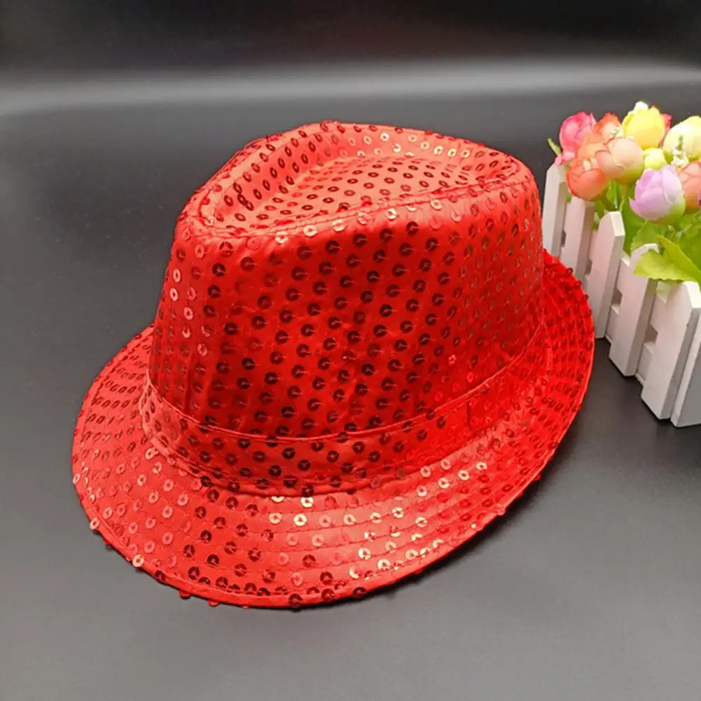 Sombrero de Jazz decorado con lentejuelas para hombre y mujer, gorro de escenario, baile, actuación, fiesta, vacaciones, 12 colores