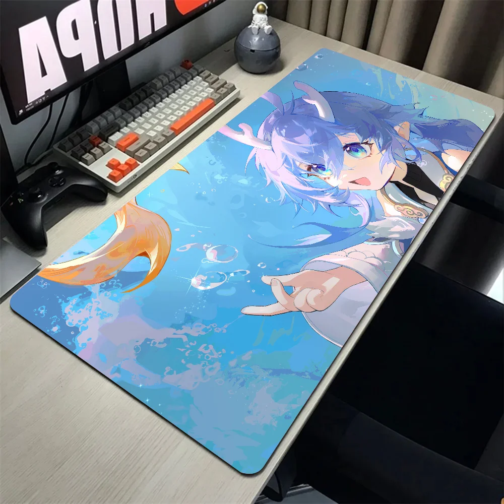 Bailu Honkai alfombrilla de ratón con riel de estrella, alfombrilla de escritorio con accesorios para juegos, alfombrilla de teclado Prime gaming XXL