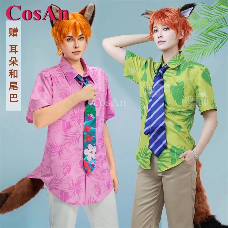 

CosAn Anime Fox Nick Cosplay Costumes Fashion Lovely Shirt Ears Tail For Men Daily Wear Halloween Party Role Play Clothing XS-XL