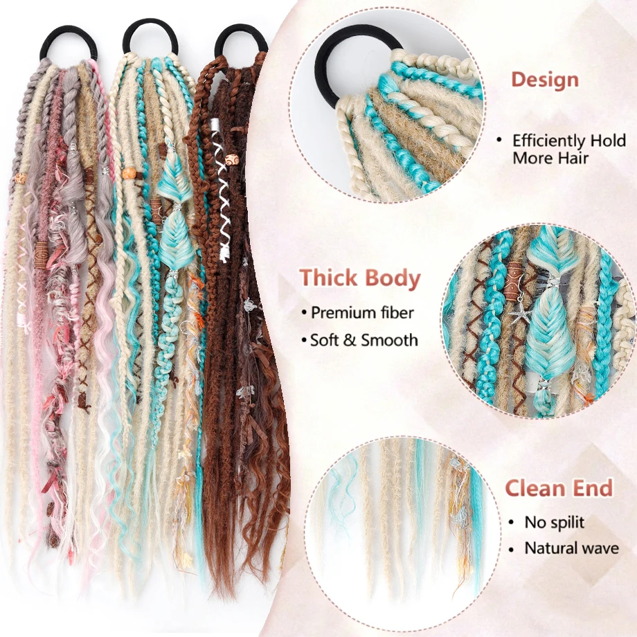 Boho Braided Ponytail Extension on Hair Tie 22