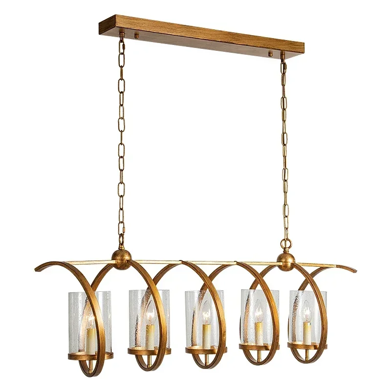 

American Restaurant Long Chandelier Dining Room Dining Table French Retro Creative Simple Shop Commercial Luxury