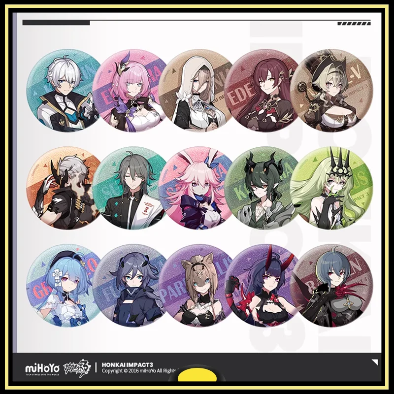 

Honkai Impact 3 METAL BADGE Peripheral Products Elysia Aponia Vill-V Kosma Tinplate Badge Past and Present Series Original