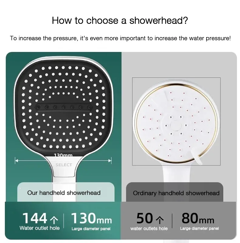 Shower head high pressure water massage shower head with filter element set 13 cm large panel nozzle 3 modes large water output