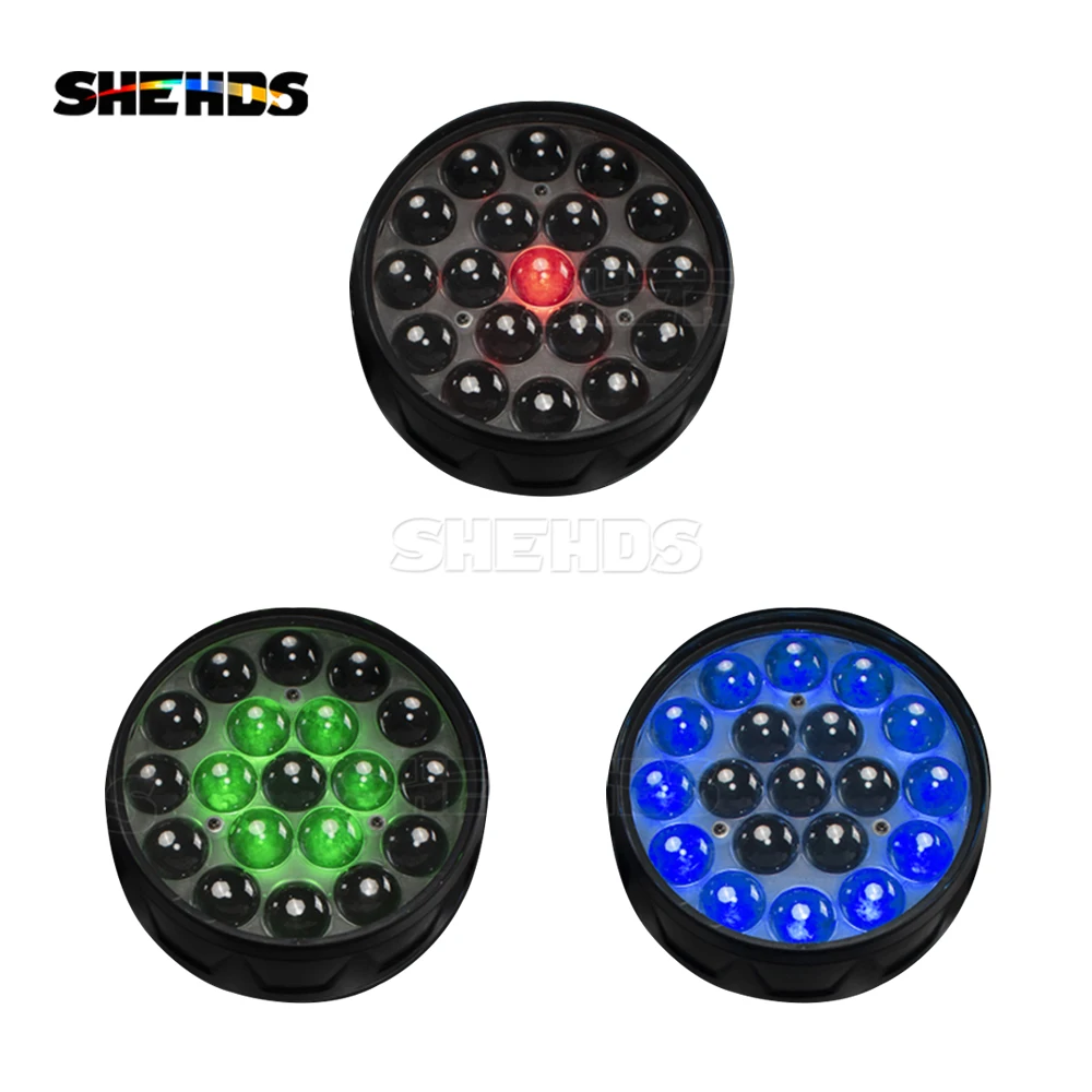 Imagem -02 - Shehds 19x15w Led Movendo a Cabeça Rgbw Feixe de Luz Lavagem para dj Discoteca Festa Casamento Círculo Controle Palco Efeito Luz Profissional