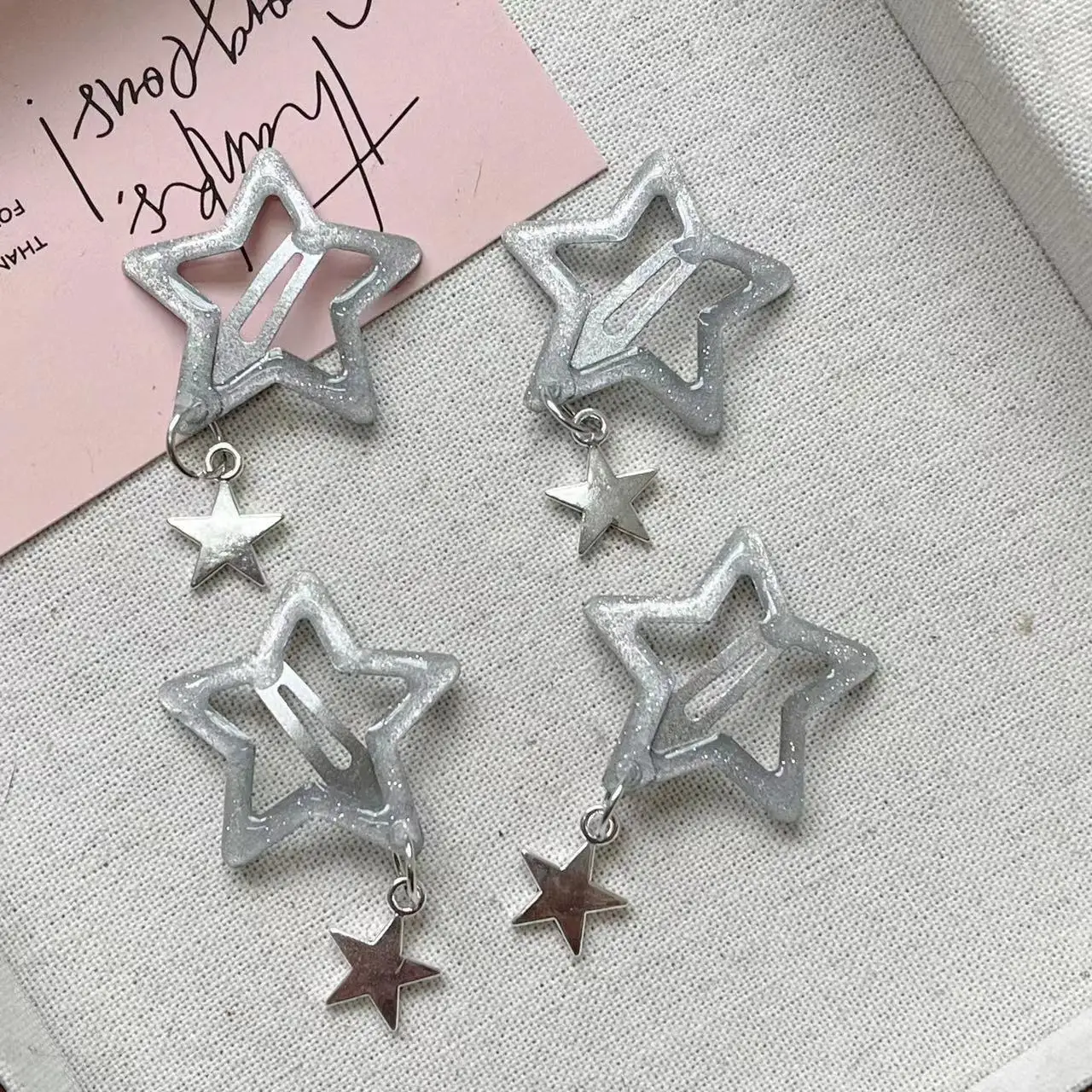 4pcs Y2K Silver Star Hair Clips for Girls Metal Snap Clip Hairpins Barrettes Hair Grip Personalized Trend Jewel Hair Accessories
