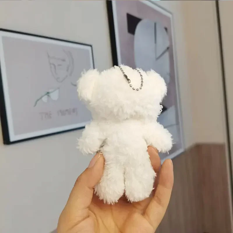 11cm Powder Blusher Bear Plush Toy Pendant Mini Doll Keychain Cartoon Key Chain Schoolbag Hanging Toys Fashion Accessory Pendant