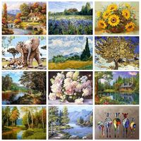 CHENISTORY Pictures By Number Tree Landscape Kits Home Decoration Painting By Number Lake Drawing On Canvas HandPainted Art Gift