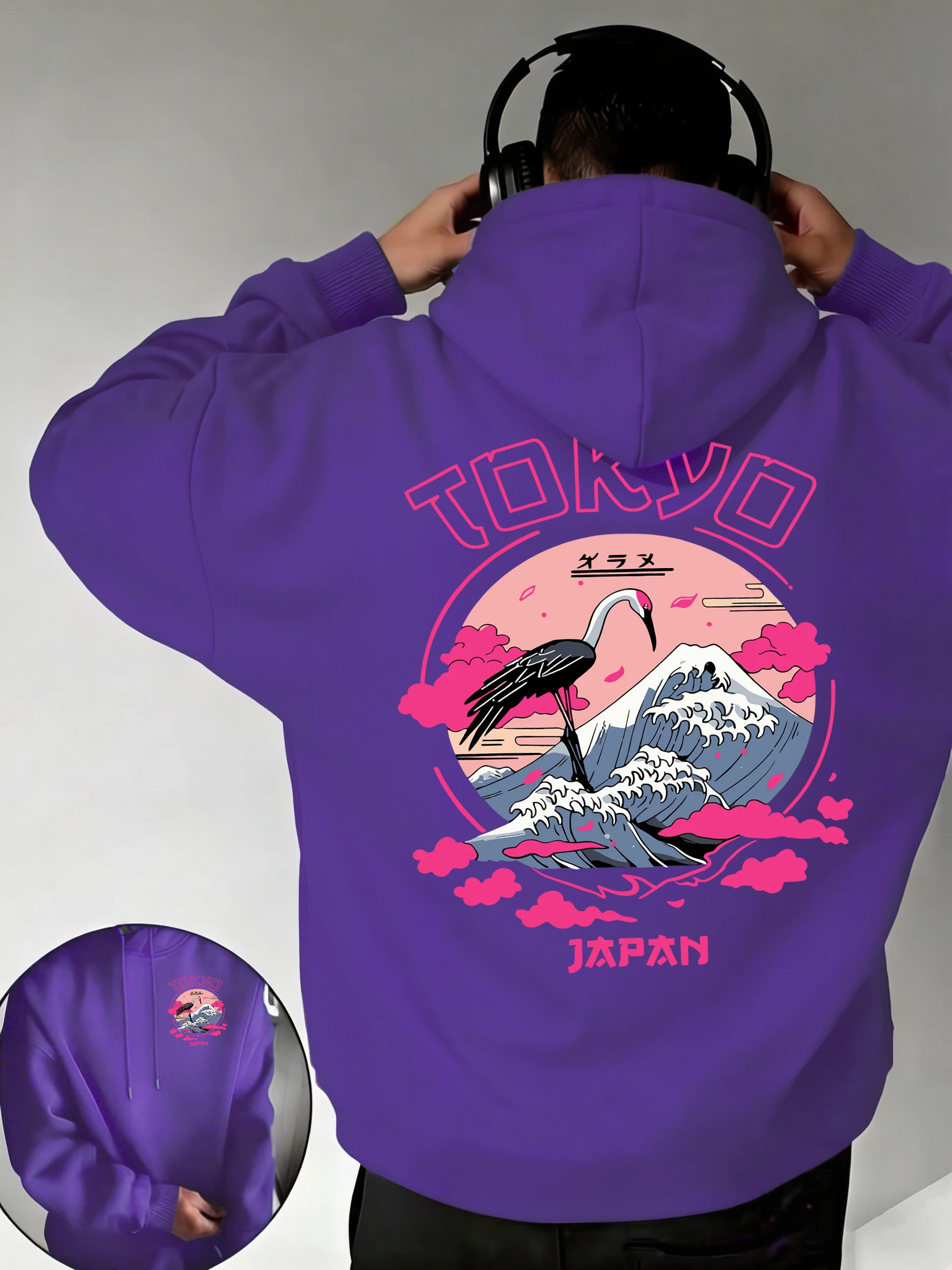 

Мужская толстовка с принтом «Волны и краны» (Токио, Япония), весна-осень, повседневная, универсальная, пуловер в стиле хип-хоп, мягкая, с длинным рукавом, модная, свободного кроя