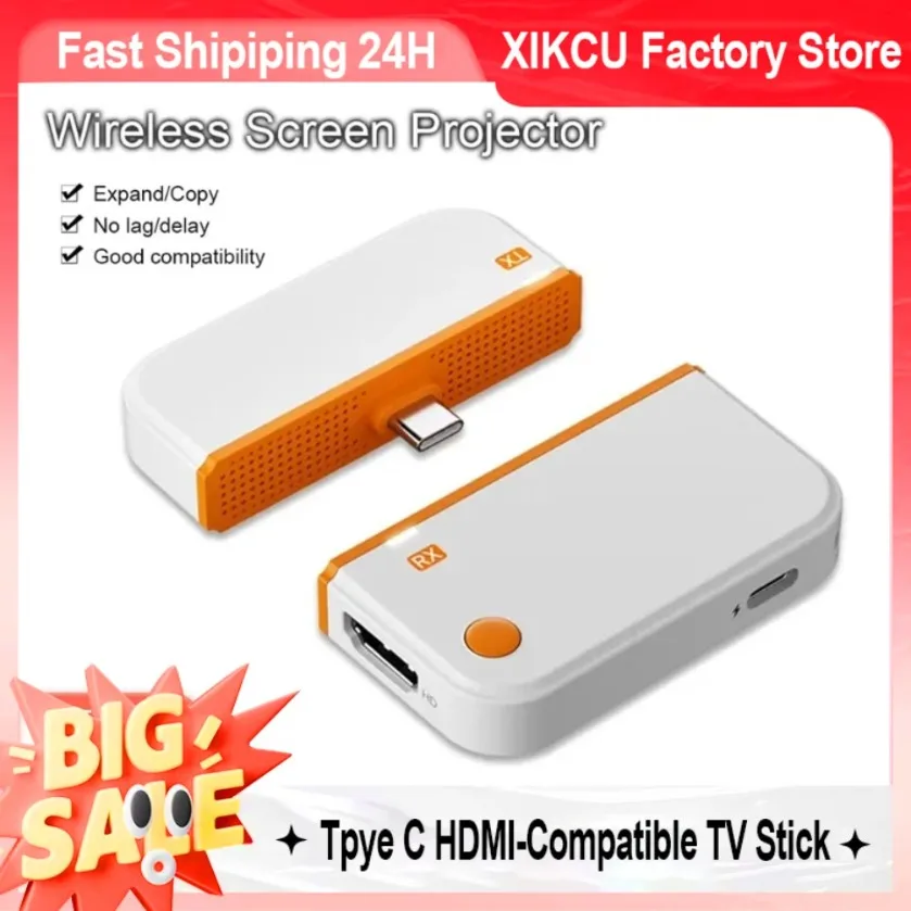 50m Wireless HDMI-Compatibile Tpye C Video Trasmettitore e Ricevitore Extender 1080P Wifi Display TV Stick Dongle Adattatore per PC TV