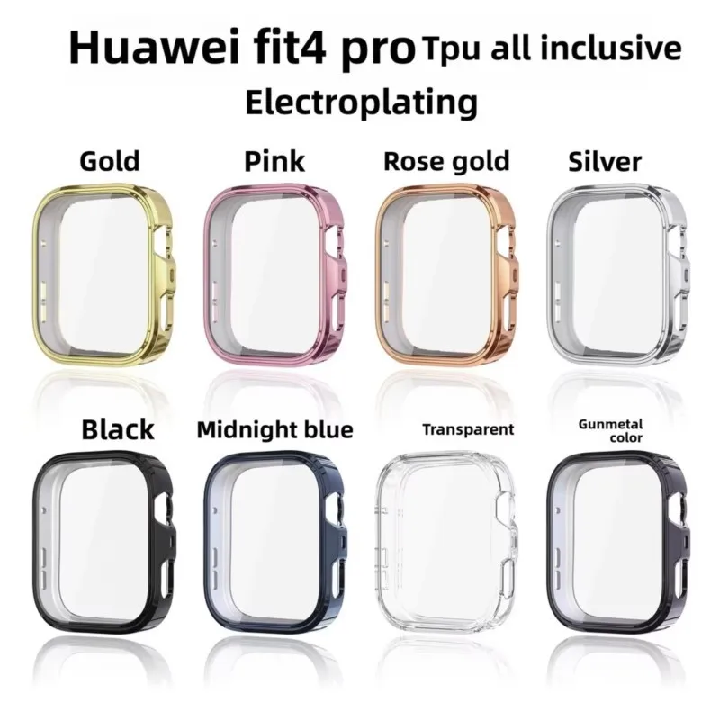 Coque + bracelet en TPU pour Huawei Watch Fit 4 Pro, bracelet en Silicone, couverture souple pour Huawei Watch Fit 4, accessoires de protection
