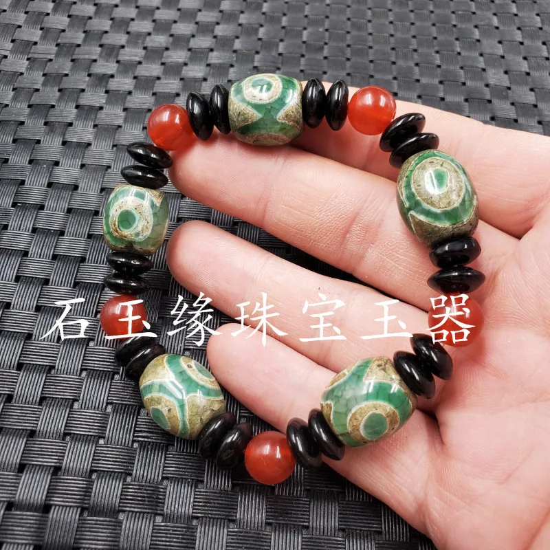 Jade Bracelet Agate Tianzhu Bucket Bead Bracelet Three Eyed Tianzhu Rice Bead Bracelet Red Agate Jade Bracelet Jade