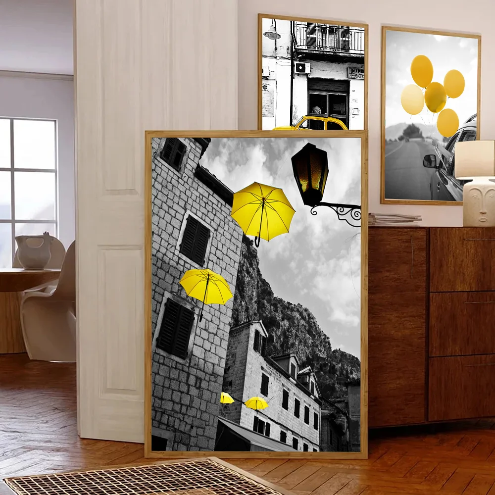 Europese Landschap Gele Stijl Landschap Poster Papier Print Huis Woonkamer Slaapkamer Entree Café Kunst Schilderij Decoratie