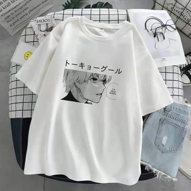 Oversized T-Shirt Men Women Cartoon Hot Japanese Anime Tokyo Ghoul Kaneki Ken Graphic Fashion Unisex Tshirt Summer Top Female