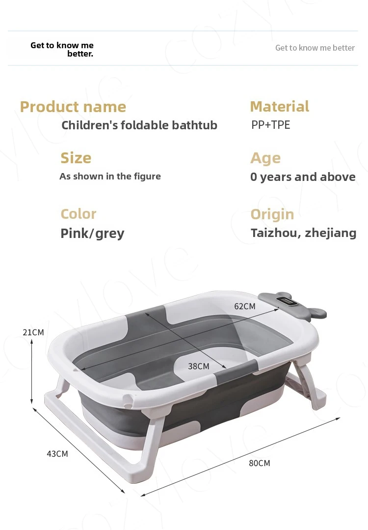 Foldable Baby Bathtub with Temperature Sensor | Portable Collapsible Infant Bath Tub with Stand, BPA-Free